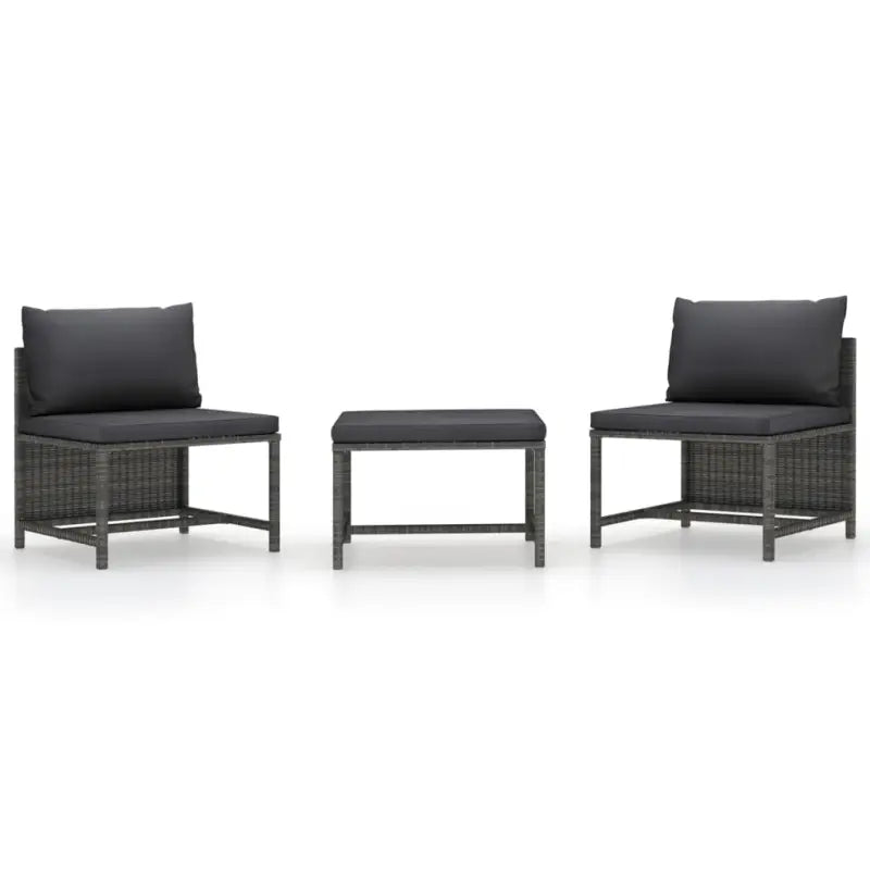 Modulaire tuinbank met waterbestendige PE-rattan tafel - Grijs / 1 / 2x midden + voetensteun - Modulaire tuinbanken