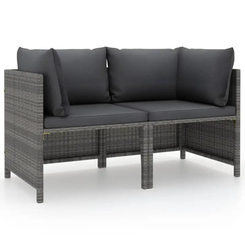Modulaire tuinbank met waterbestendige PE-rattan tafel - Grijs / 1 / Tweezitsbank - Modulaire tuinbanken