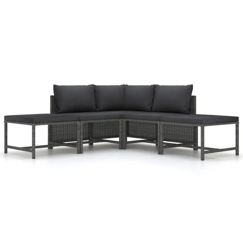 Modulaire tuinbank met waterbestendige PE-rattan tafel - Grijs / 1 / hoek + 2x midden + 2x voetensteun - Modulaire
