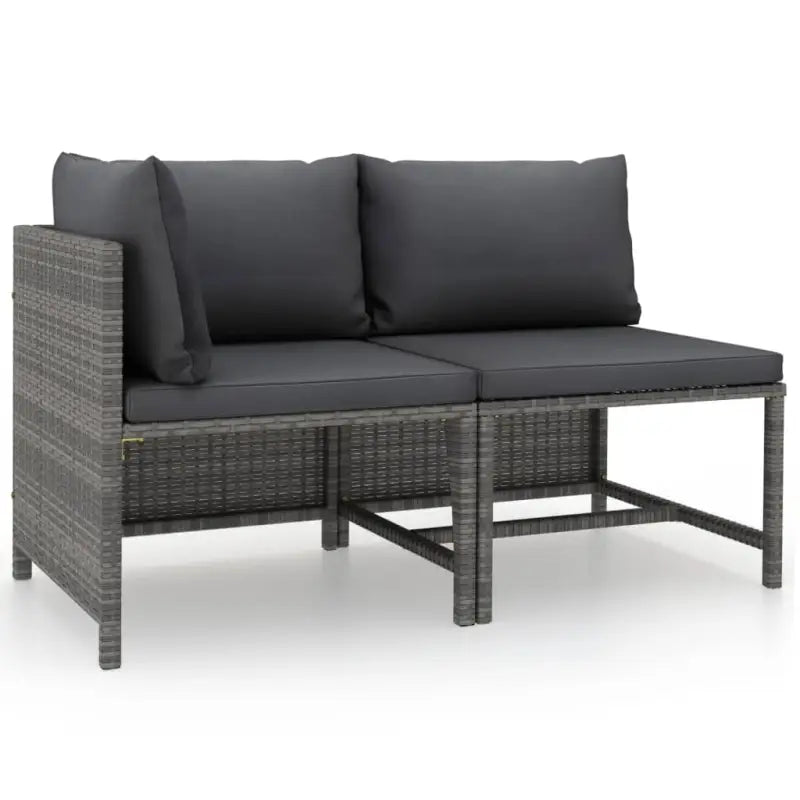Modulaire tuinbank met waterbestendige PE-rattan tafel - Grijs / 1 / hoek + midden - Modulaire tuinbanken