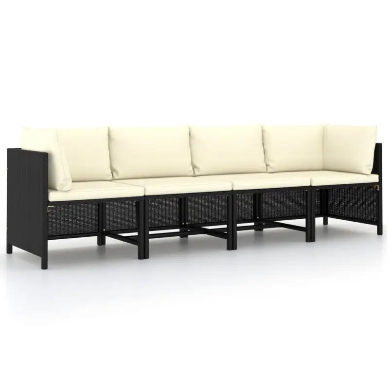 Modulaire tuinbank met waterbestendige PE-rattan tafel - Zwart / 1 / Vierzitsbank - Modulaire tuinbanken