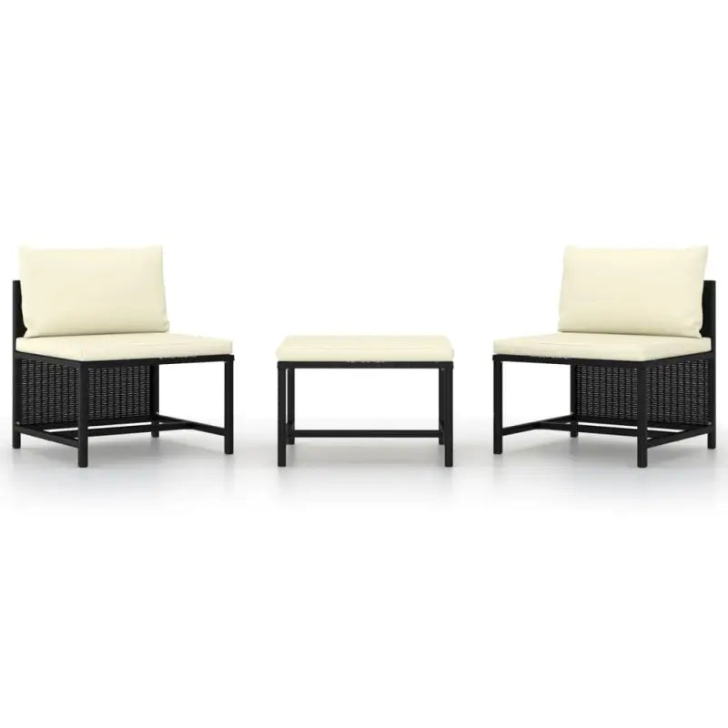 Modulaire tuinbank met waterbestendige PE-rattan tafel - Zwart / 1 / 2x midden + voetensteun - Modulaire tuinbanken