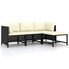 Modulaire tuinbank met waterbestendige PE-rattan tafel - Zwart / 1 / 2x hoek + midden + voetensteun - Modulaire