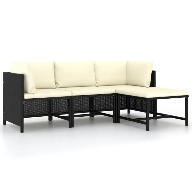 Modulaire tuinbank met waterbestendige PE-rattan tafel - Zwart / 1 / 2x hoek + midden + voetensteun - Modulaire