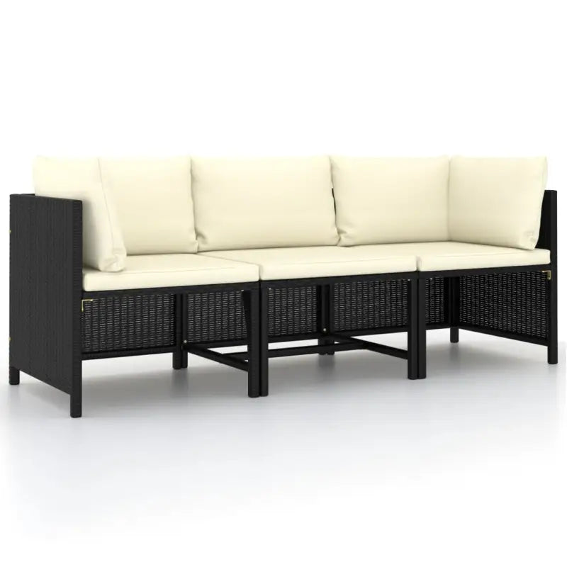 Modulaire tuinbank met waterbestendige PE-rattan tafel - Zwart / 1 / Driezitsbank - Modulaire tuinbanken
