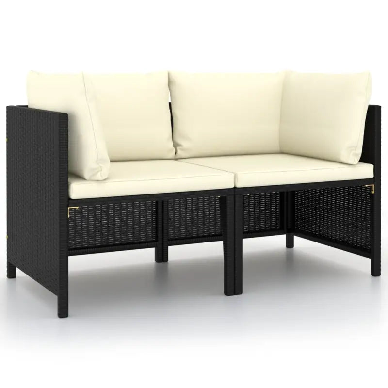 Modulaire tuinbank met waterbestendige PE-rattan tafel - Zwart / 1 / Tweezitsbank - Modulaire tuinbanken