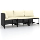 Modulaire tuinbank met waterbestendige PE-rattan tafel - Zwart / 1 / hoek + 2x midden - Modulaire tuinbanken