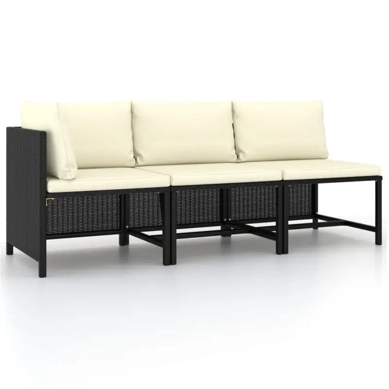 Modulaire tuinbank met waterbestendige PE-rattan tafel - Zwart / 1 / hoek + 2x midden - Modulaire tuinbanken