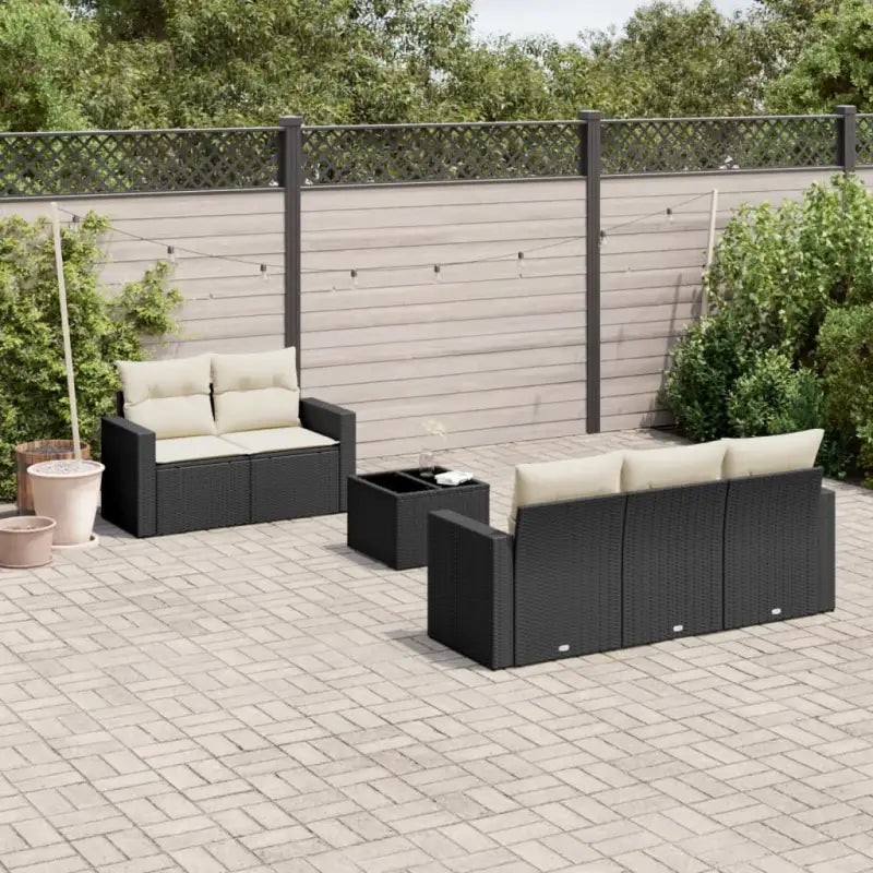 Modulaire tuinbank met waterdichte tas en beige materiaal van gepoedercoat staal - Zwart en crème / 6 - Modulaire