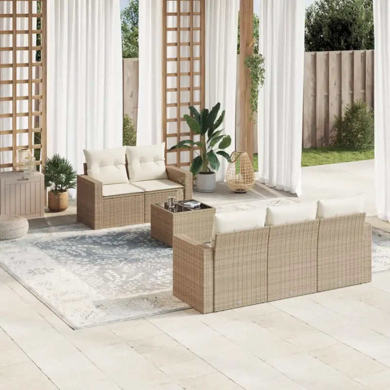 Modulaire tuinbank met waterdichte tas en beige materiaal van gepoedercoat staal - beige en crèmekleurig / 6