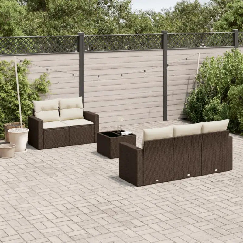 Modulaire tuinbank met waterdichte tas en beige materiaal van gepoedercoat staal - Bruin en crème / 6 - Modulaire