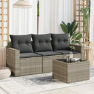 Modulaire tuinbank met waterdichte tas en poly rattan voor buitenplezier - Lichtgrijs / 1 / Met tafel - Modulaire
