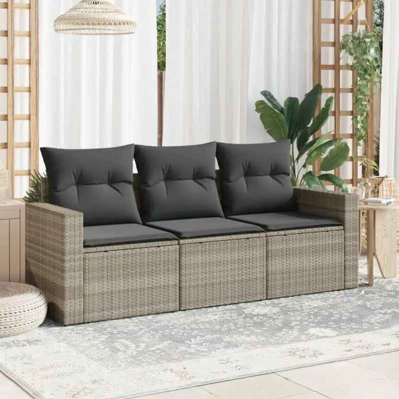 Modulaire tuinbank met waterdichte tas en poly rattan voor buitenplezier - Lichtgrijs / 1 / Zonder tafel - Modulaire
