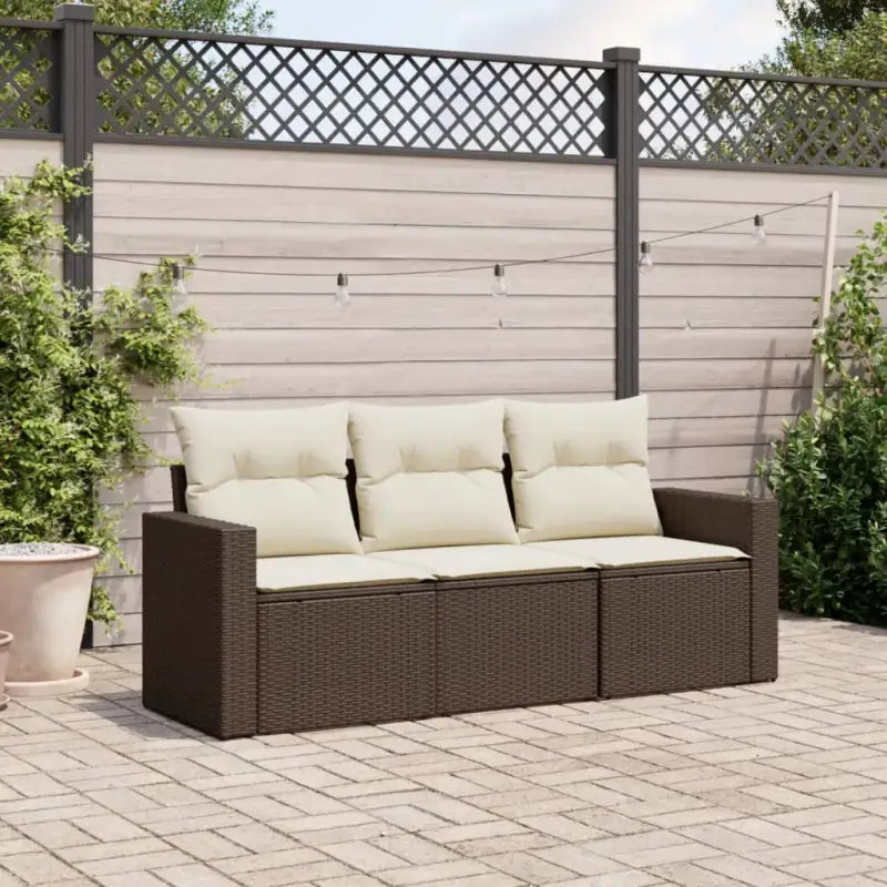 Modulaire tuinbank met waterdichte tas en poly rattan voor buitenplezier - Bruin en crème / 1 / Zonder tafel