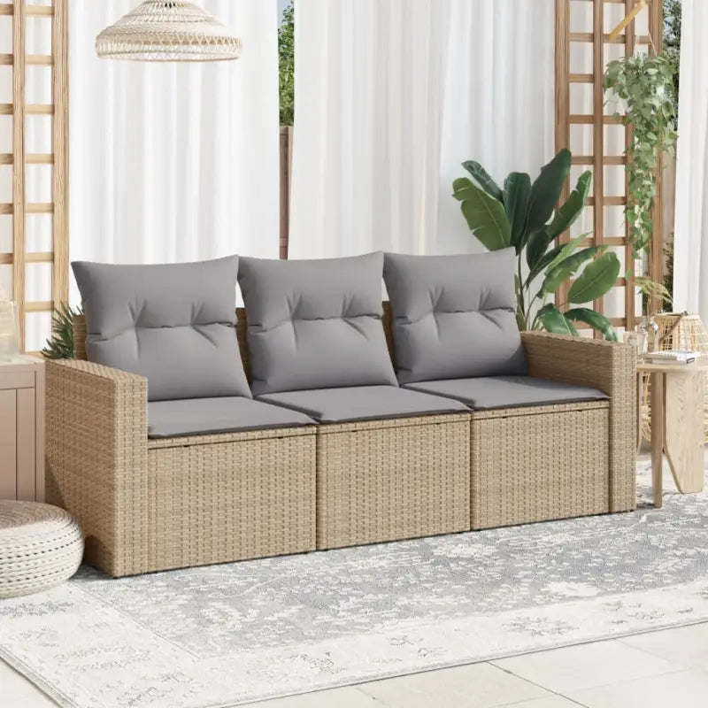 Modulaire tuinbank met waterdichte tas en poly rattan voor buitenplezier - Beige en grijs / 1 / Zonder tafel