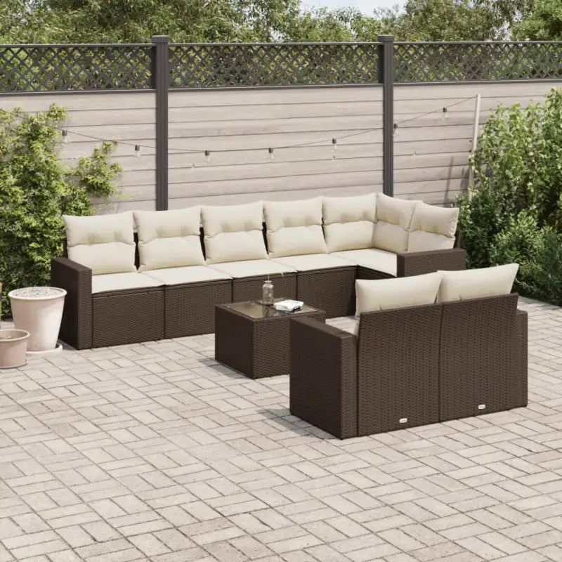 Modulaire tuinbank met waterdichte tas en zwart gepoedercoat staal - Bruin en crème / 1 / Met tafel - Modulaire