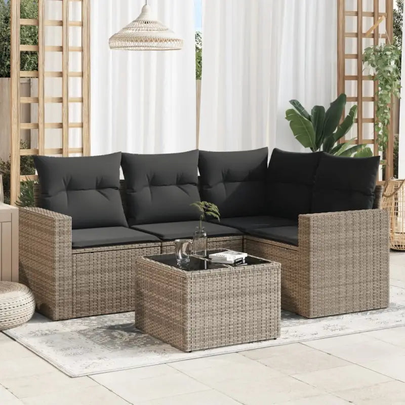 Modulaire tuinbank met waterdichte tas en zwart gepoedercoat staal - Grijs / 1 / Met tafel - Modulaire tuinbanken