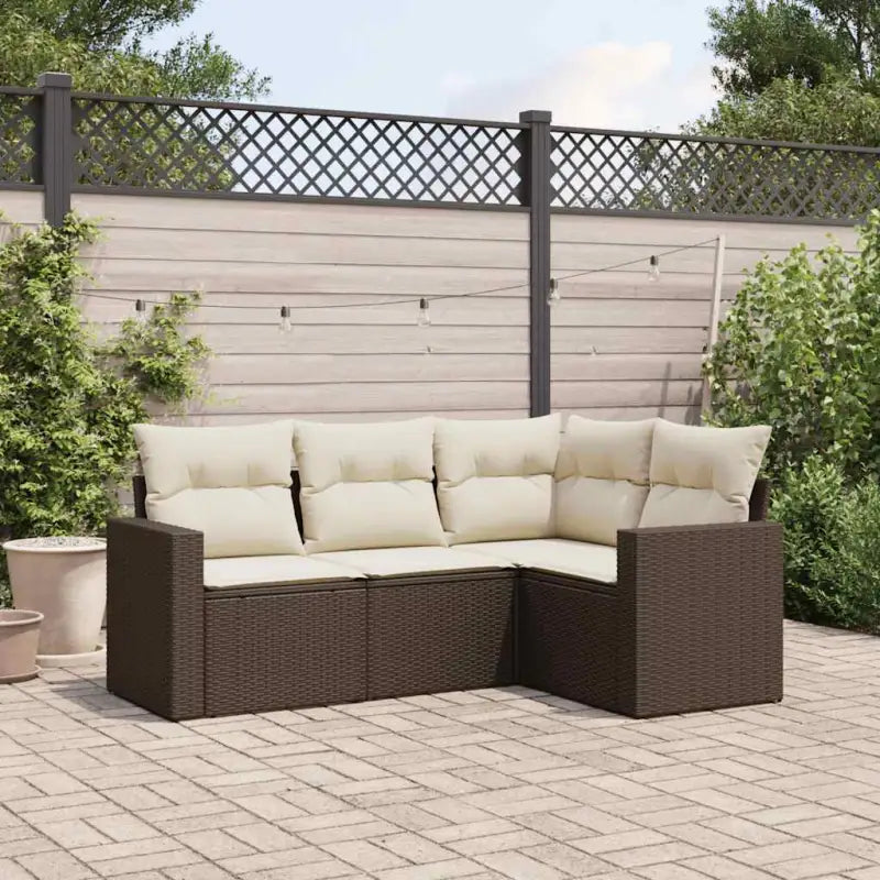 Modulaire tuinbank met waterdichte tas en zwart gepoedercoat staal - Bruin en crème / 1 / Zonder tafel - Modulaire