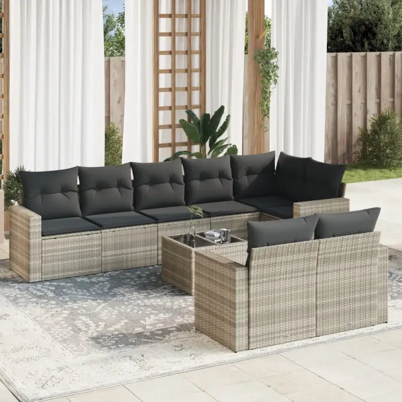 Modulaire tuinbank met waterdichte tas en zwart gepoedercoat staal - Lichtgrijs / 1 / Met tafel - Modulaire tuinbanken