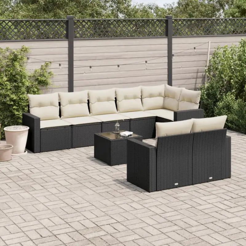 Modulaire tuinbank met waterdichte tas en zwart gepoedercoat staal - Zwart en crème / 1 / Met tafel - Modulaire