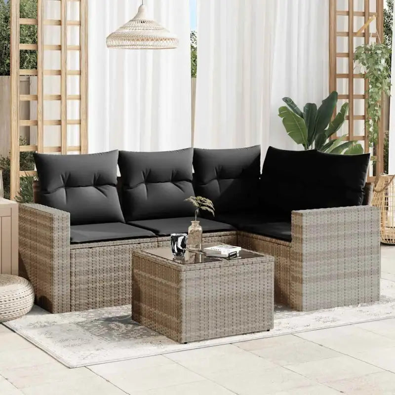 Modulaire tuinbank met waterdichte tas en zwart gepoedercoat staal - Lichtgrijs / 1 / Met tafel - Modulaire tuinbanken