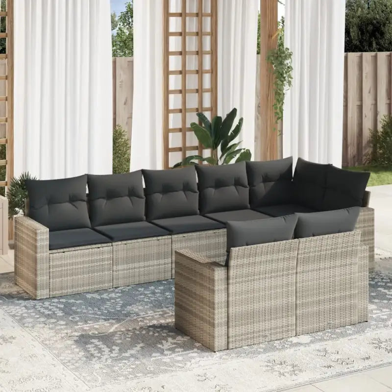 Modulaire tuinbank met waterdichte tas en zwart gepoedercoat staal - Lichtgrijs / 1 / Zonder tafel - Modulaire