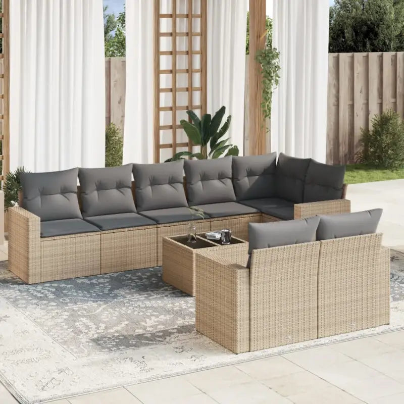 Modulaire tuinbank met waterdichte tas en zwart gepoedercoat staal - Beige en grijs / 1 / Met tafel - Modulaire