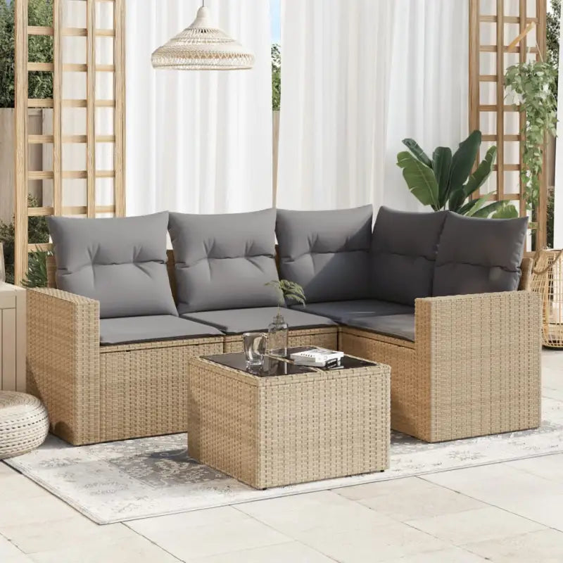 Modulaire tuinbank met waterdichte tas en zwart gepoedercoat staal - Beige en grijs / 1 / Met tafel - Modulaire