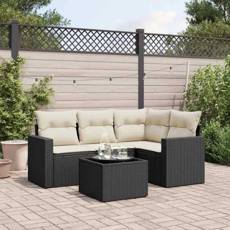 Modulaire tuinbank met waterdichte tas en zwart gepoedercoat staal - Zwart en crème / 1 / Met tafel - Modulaire
