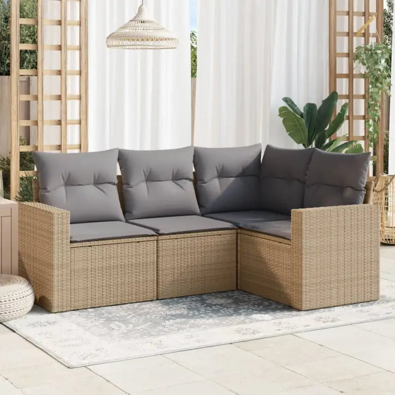 Modulaire tuinbank met waterdichte tas en zwart gepoedercoat staal - Beige en grijs / 1 / Zonder tafel - Modulaire