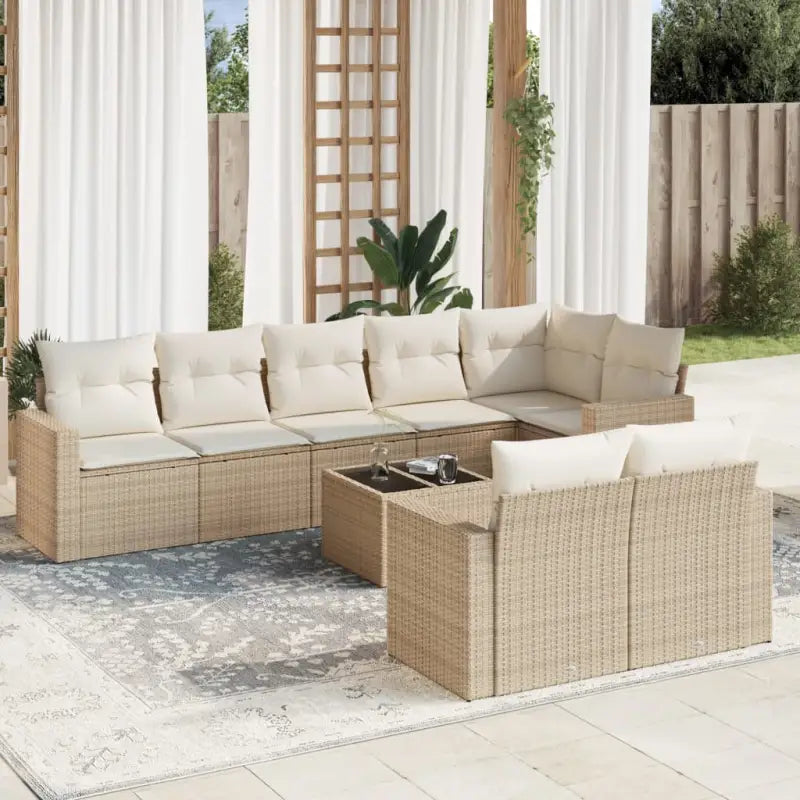 Modulaire tuinbank met waterdichte tas en zwart gepoedercoat staal - beige en crèmekleurig / 1 / Met tafel - Modulaire
