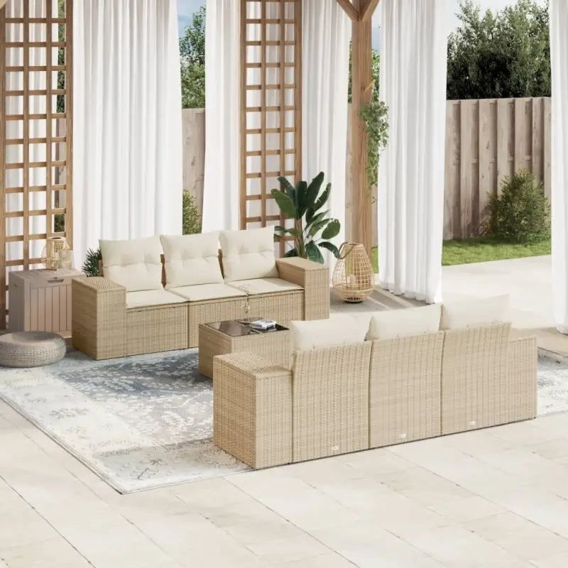 Modulaire tuinbank met zwart materiaal en gepoedercoat staal afmetingen - beige en crèmekleurig / 1 - Modulaire