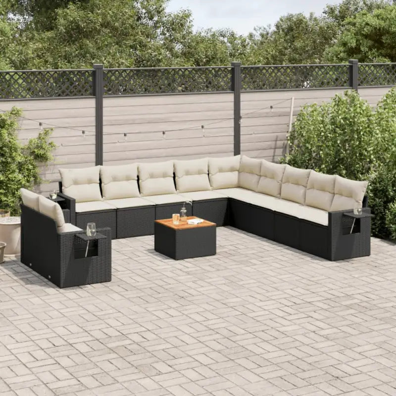 Modulaire tuinbank met zwart materiaal en gepoedercoat staal Afmetingen - Zwart en crème / 1 - Modulaire tuinbanken