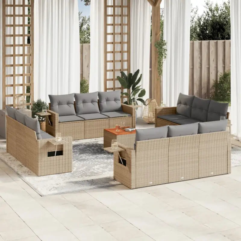 Modulaire tuinbank met zwart materiaal en gepoedercoat staal afmetingen - Beige en grijs / 1 - Modulaire tuinbanken