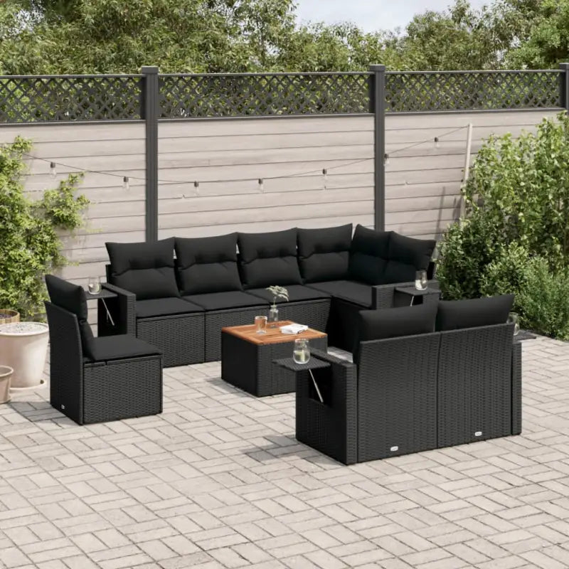 Modulaire tuinbank met zwart materiaal en gepoedercoat staal afmetingen - Zwart / 1 / 3x midden + Tafel + hoek