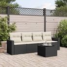 Modulaire tuinbank met zwart materiaal en gepoedercoat staal afmetingen - Zwart en crème / 1 / Met tafel - Modulaire