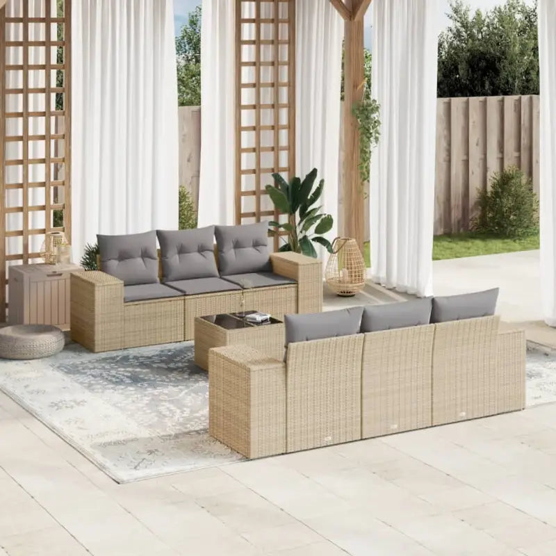 Modulaire tuinbank met zwart materiaal en gepoedercoat staal afmetingen - Beige en grijs / 1 - Modulaire tuinbanken