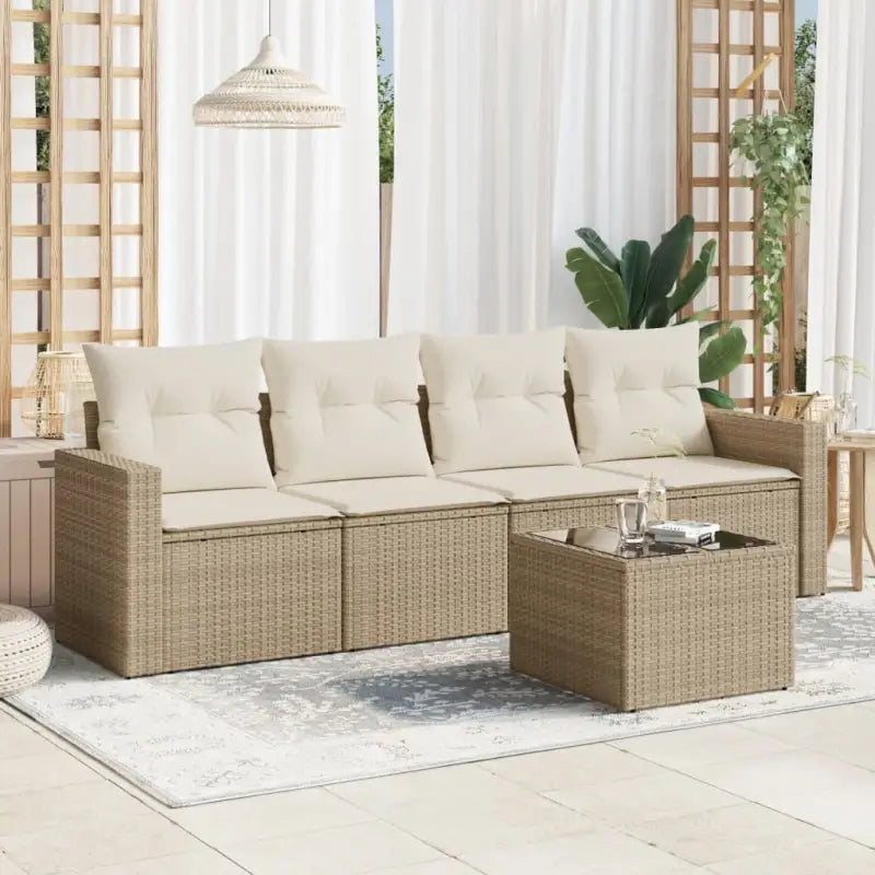 Modulaire tuinbank met zwart materiaal en gepoedercoat staal afmetingen - beige en crèmekleurig / 1 / Met tafel