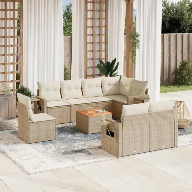 Modulaire tuinbank met zwart materiaal en gepoedercoat staal afmetingen - Beige / 1 / 3x midden + Tafel + hoek