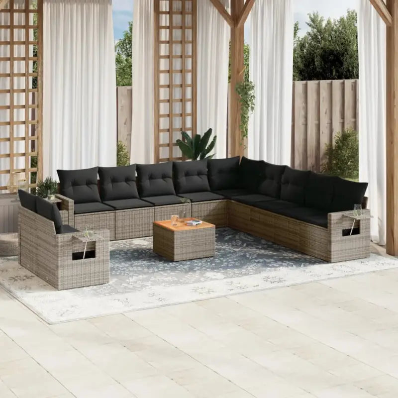 Modulaire tuinbank met zwart materiaal en gepoedercoat staal Afmetingen - Grijs / 1 - Modulaire tuinbanken