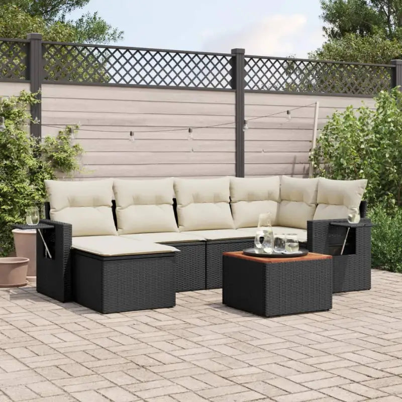 Modulaire tuinbank met zwart materiaal en gepoedercoat staal afmetingen - Zwart en crème / 1 - Modulaire tuinbanken