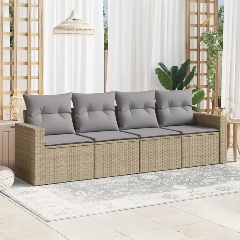 Modulaire tuinbank met zwart materiaal en gepoedercoat staal afmetingen - Beige en grijs / 1 / Zonder tafel - Modulaire