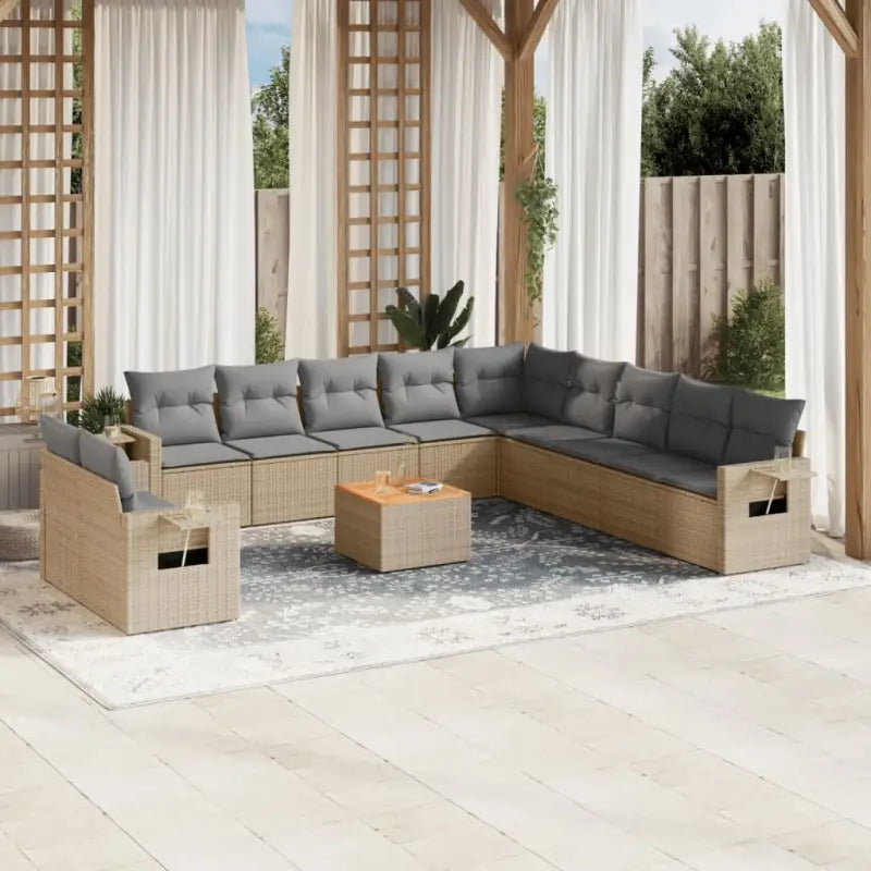 Modulaire tuinbank met zwart materiaal en gepoedercoat staal Afmetingen - Beige en grijs / 1 - Modulaire tuinbanken