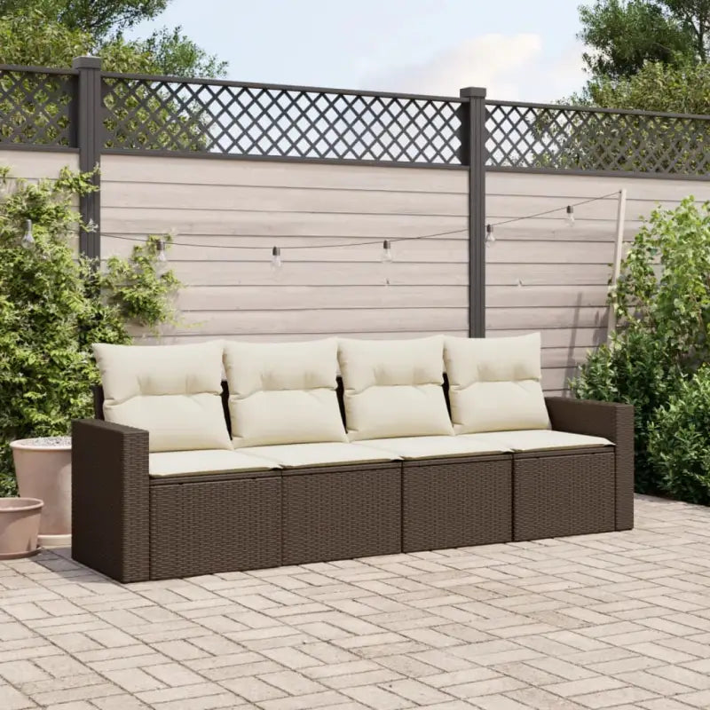 Modulaire tuinbank met zwart materiaal en gepoedercoat staal afmetingen - Bruin en crème / 1 / Zonder tafel - Modulaire