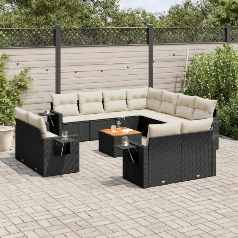 Modulaire tuinbank met zwart materiaal en gepoedercoat staal afmetingen - Zwart en crème / 1 - Modulaire tuinbanken