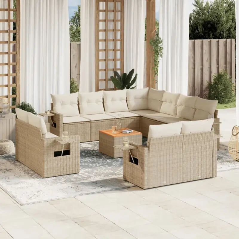 Modulaire tuinbank met zwart materiaal en gepoedercoat staal afmetingen - beige en crèmekleurig / 1 - Modulaire