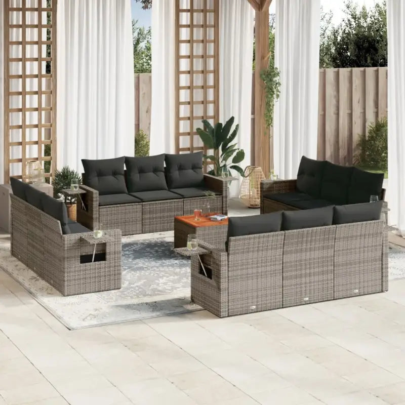 Modulaire tuinbank met zwart materiaal en gepoedercoat staal afmetingen - Grijs / 1 - Modulaire tuinbanken