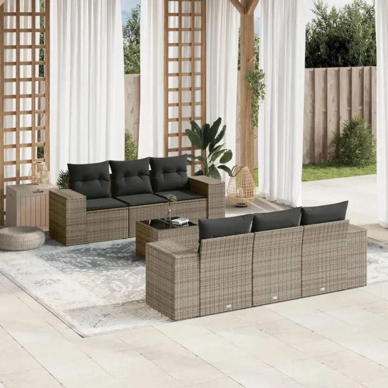 Modulaire tuinbank met zwart materiaal en gepoedercoat staal afmetingen - Grijs / 1 - Modulaire tuinbanken