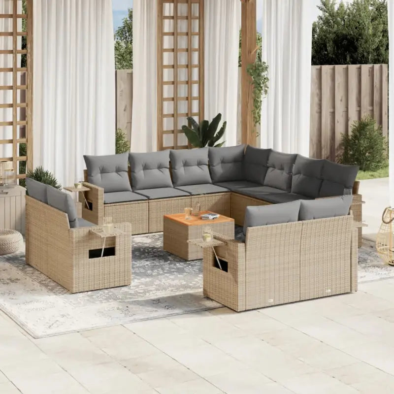 Modulaire tuinbank met zwart materiaal en gepoedercoat staal afmetingen - Beige en grijs / 1 - Modulaire tuinbanken