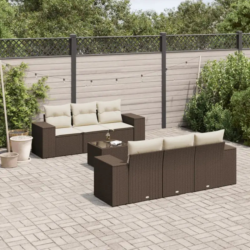 Modulaire tuinbank met zwart materiaal en gepoedercoat staal afmetingen - Bruin en crème / 1 - Modulaire tuinbanken